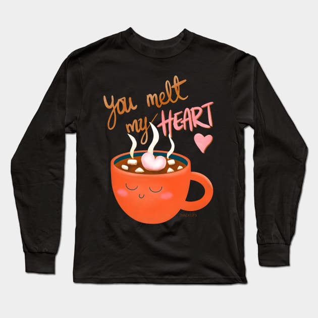 You Melt My Heart - Hot Chocolate with Marshmallow Long Sleeve T-Shirt by Snacks At 3